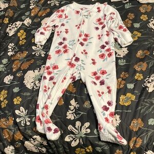 Carter's Floral Footed One Piece - Pink and Red